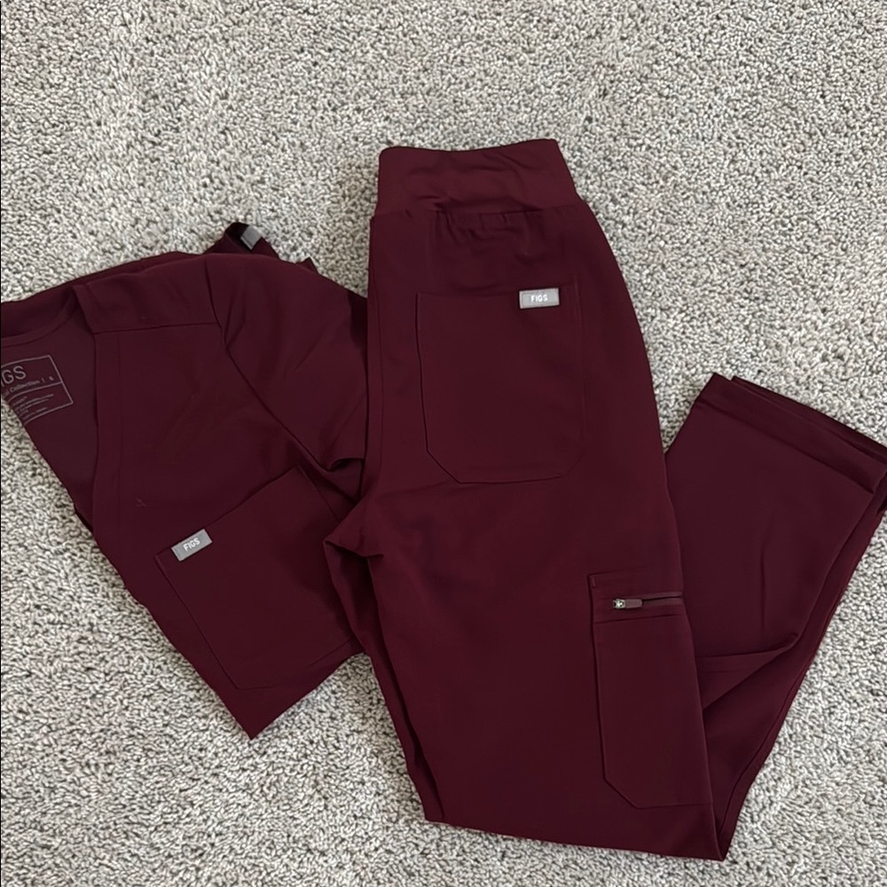 FIGS Burgundy Top and Yola Pants